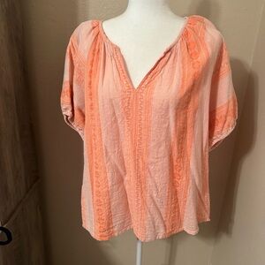 Peach Blouse with Embroidered Details